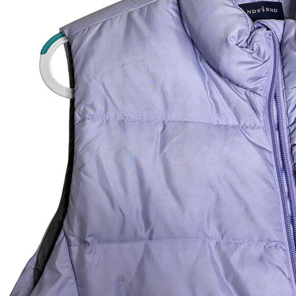 Lands End Down Puffer Vest Womens M 10-12 Purple Zip Pockets Gorpcore Outdoor - Picture 7 of 16